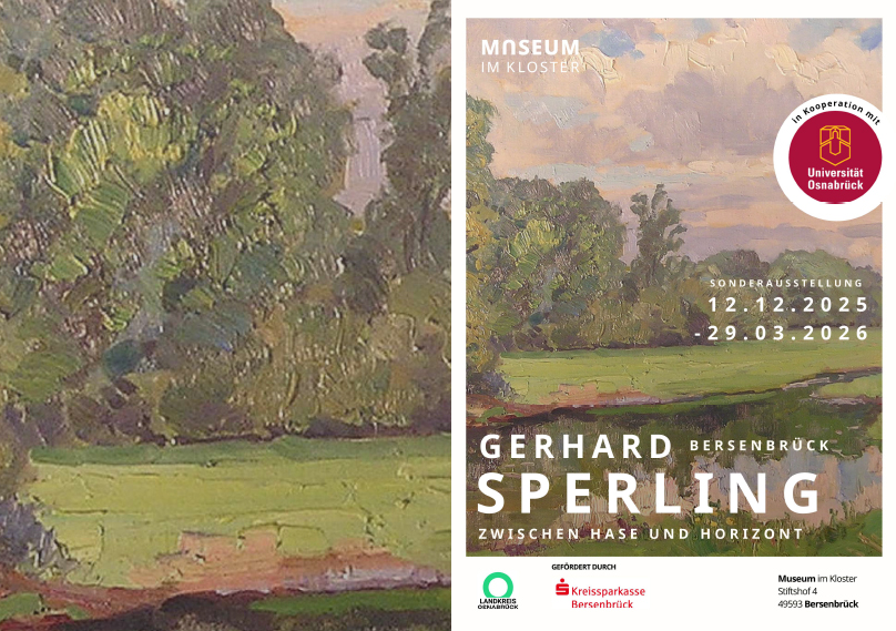 Bild mit Gemälde und Text:
"Gerhard Sperling. Zwischen Hase und Horizont." Museum im Kloster, Bersenbrück
Sonderausstellung 12.12.2025 - 29.03.2026