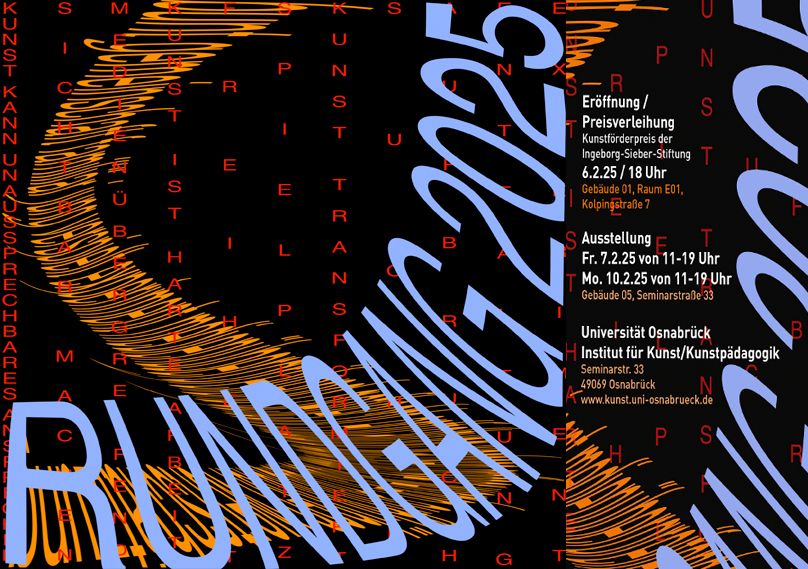 Das Bild zeigt den Schriftzug "Rundgang 2025" und Veranstaltungsinformationen