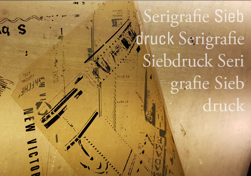 Eine Folie zum Drucken. Die Überschrift lautet "Seriegrafie Siebdruck" Eine Folie zum Drucken. Die Überschrift lautet "Seriegrafie Siebdruck"